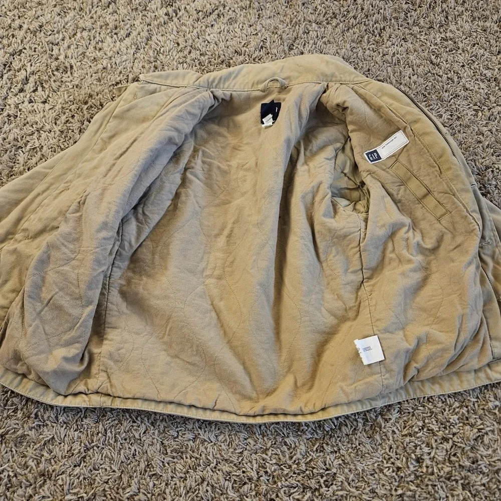 Gap Utility Field Jacket Boys Size S (5-6) Brown Button Up Pockets Collared